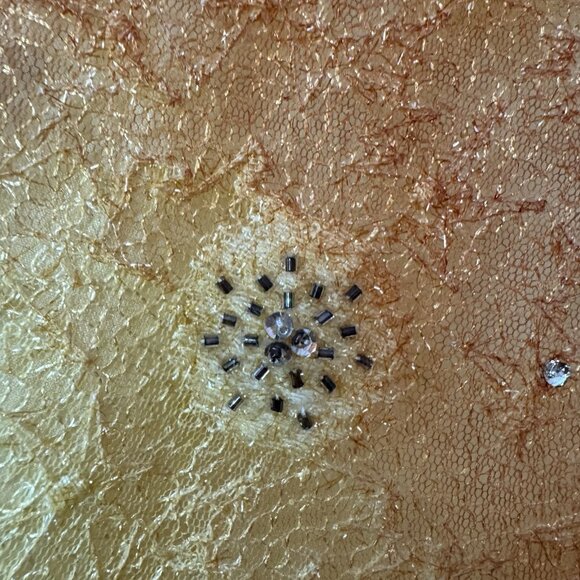 Vintage Rare 90s Exclusive Putros Couture Ball Gown 8 Gold Yellow Sequins Tulle - Picture 3 of 12